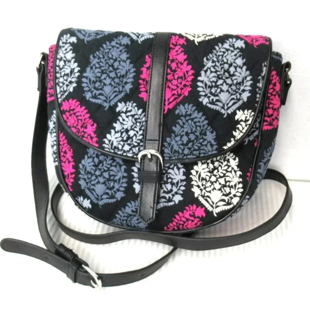 Vera Bradley Slim Saddle Crossbody Shoulder Bag Northern Lights Retired Print